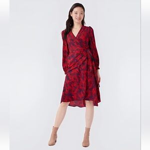 Diane Von Furstenburg Solona Long Sleeve Wrap Knee Length V-neck Dress Size 10